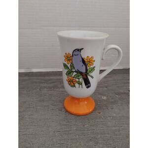 Song Bird Pedestal Mug Irish Coffee Cup FRED ROBERTS Orange